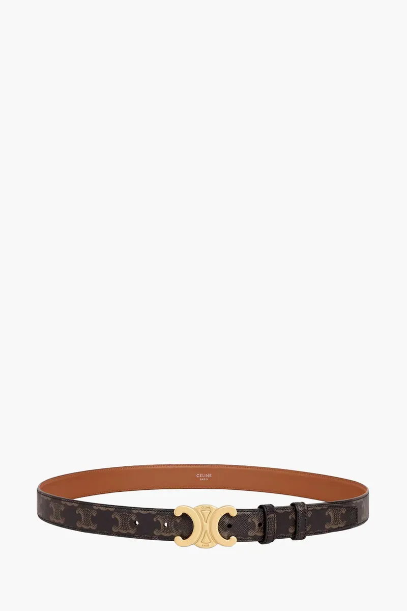 CELINE Medium Triomphe Belt 2.5cm in Tan Canvas