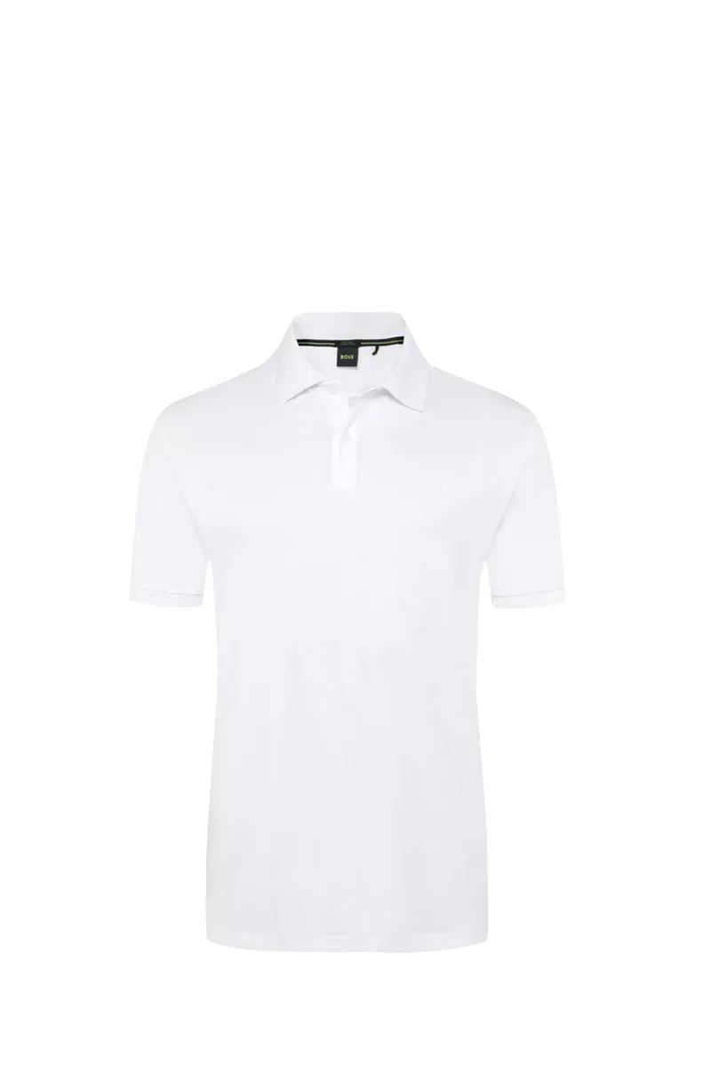 HUGO BOSS Men Pio 2 Regular Fit Polo Shirt in White Cotton