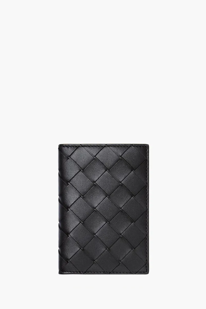 BOTTEGA VENETA Intrecciato Flip Case in Black Calfskin