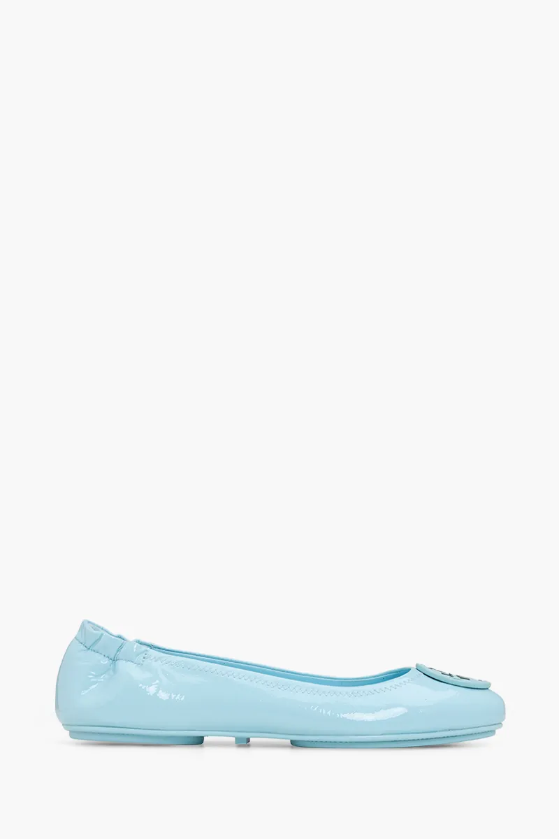 TORY BURCH Minnie Travel Flat in Light Blue Patent