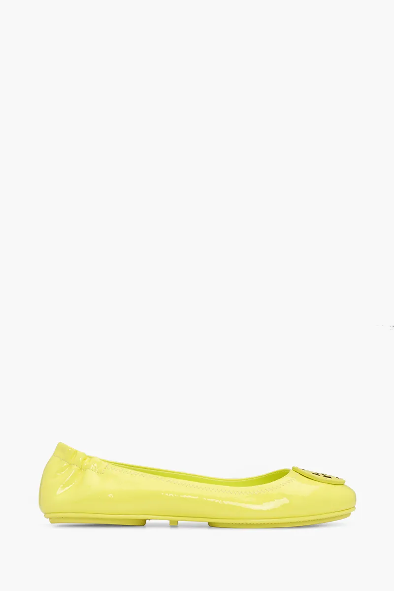 TORY BURCH Minnie Travel Flat in Blazing Yellow Patent