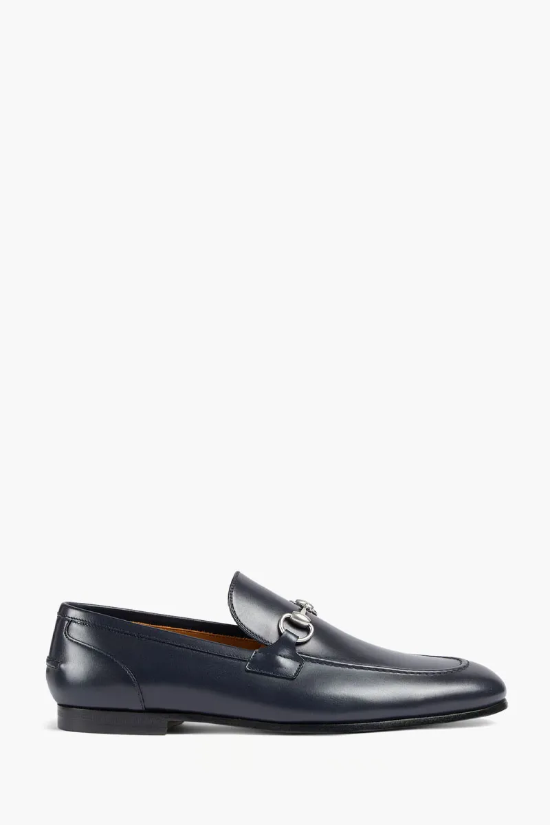 GUCCI Men Jordaan Horsebit Loafer in Dark Blue Leather