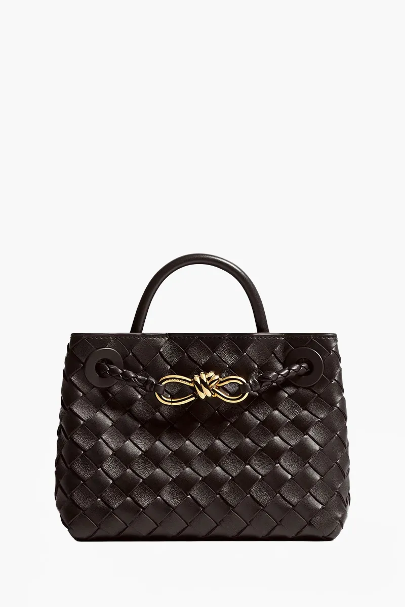BOTTEGA VENETA Mini Andiamo Intrecciato Top Handle Shoulder Bag in Fondant Calfskin