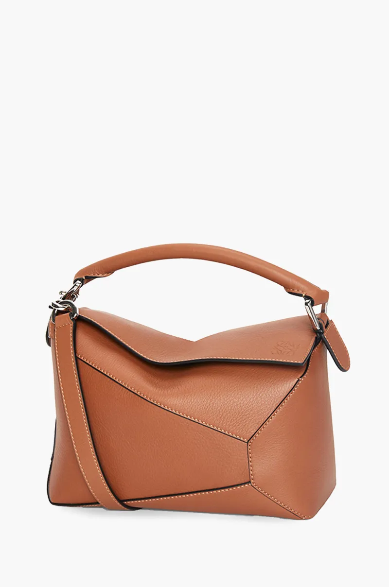 LOEWE Small Puzzle Bag in Tan Classic Calfskin