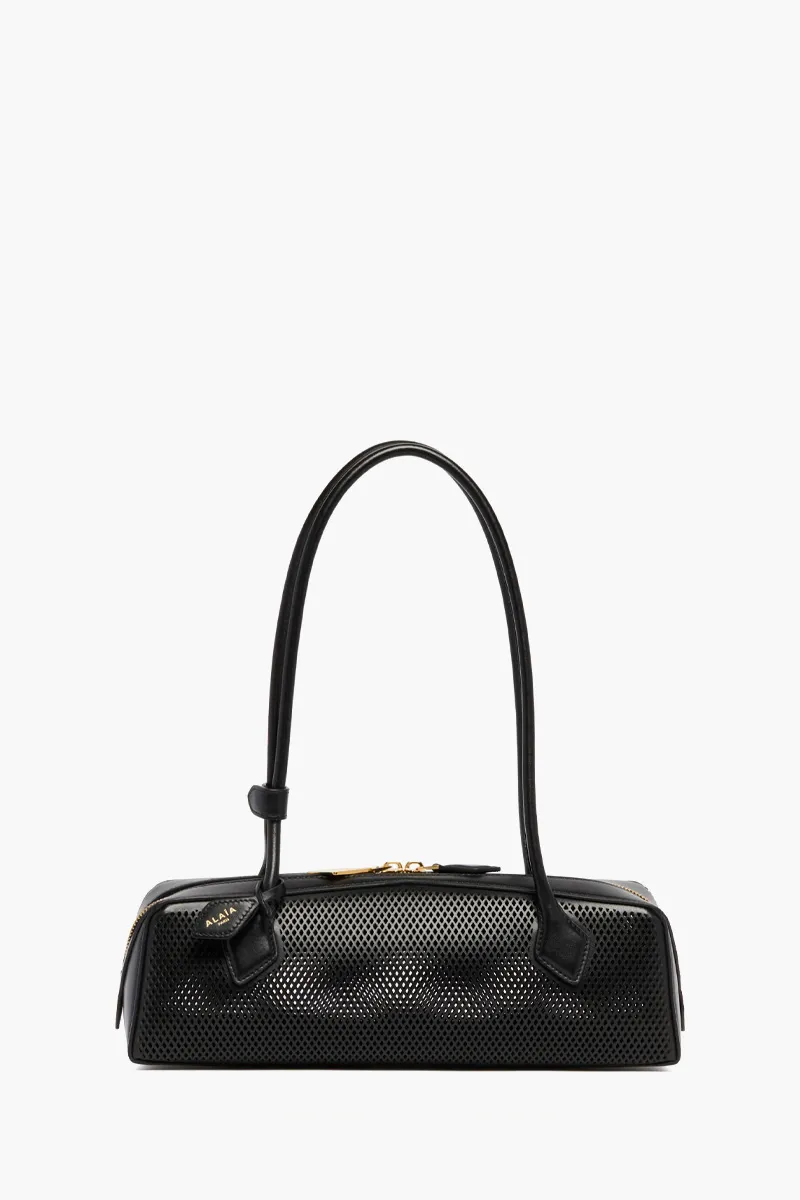 ALAIA Medium Le Teckel Bag in Black Perforated Leather