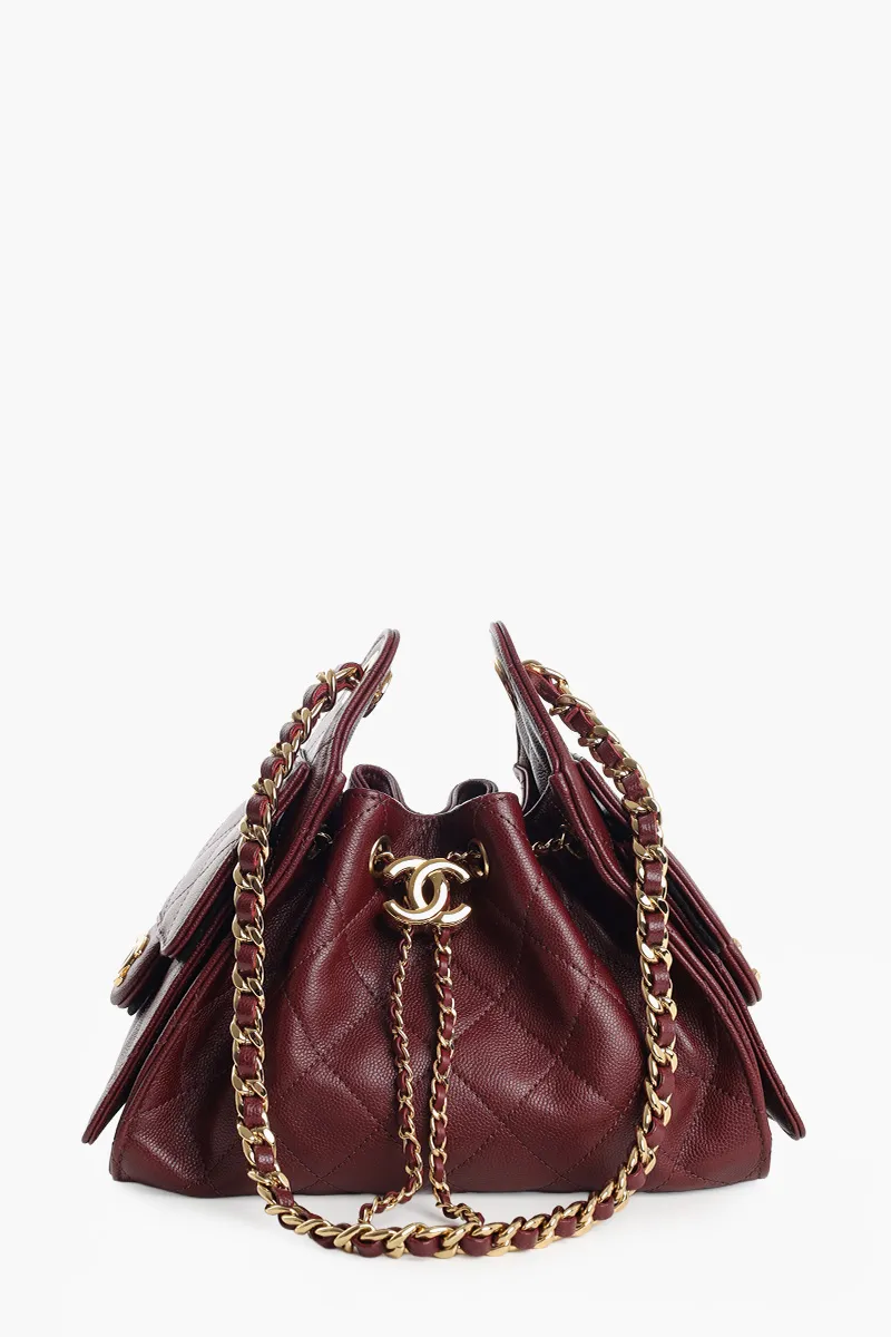 CHANEL Mini 25 C25 Handbag in Burgundy Caviar Leather GHW
