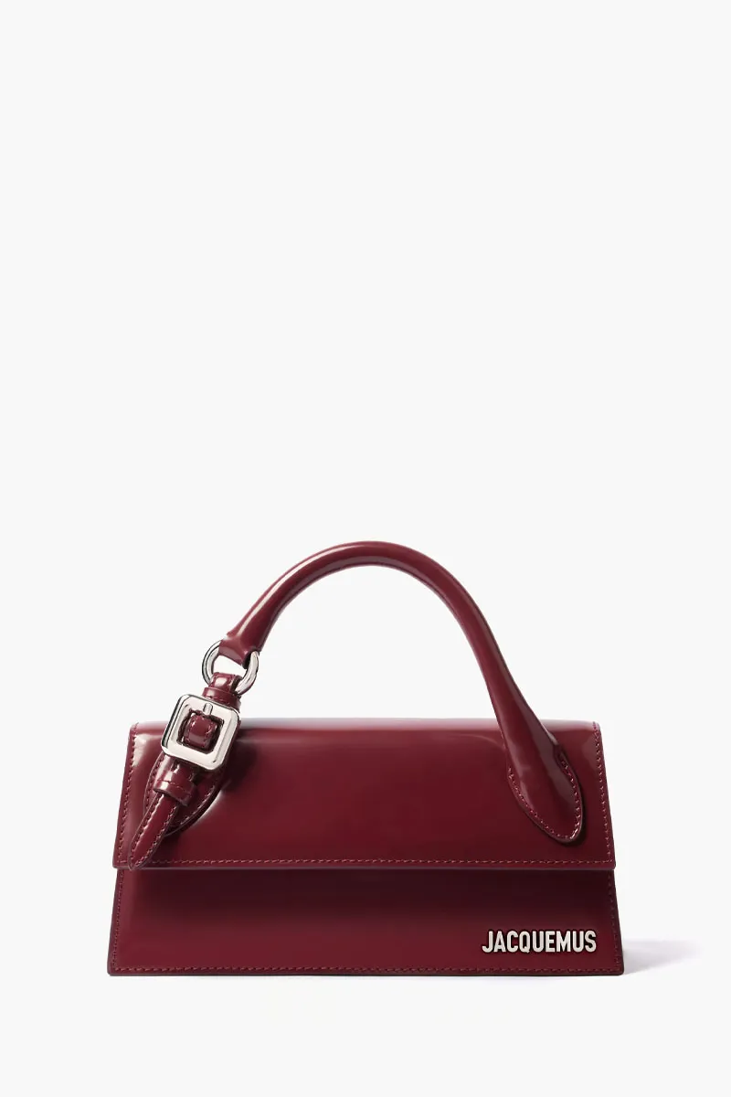 JACQUEMUS Long Chiquito Bag with Buckle in Burgundy Leather