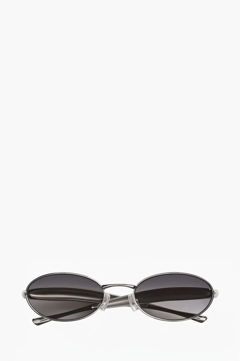 BOTTEGA VENETA Sardine Oval Sunglasses in Silver/Grey Metal