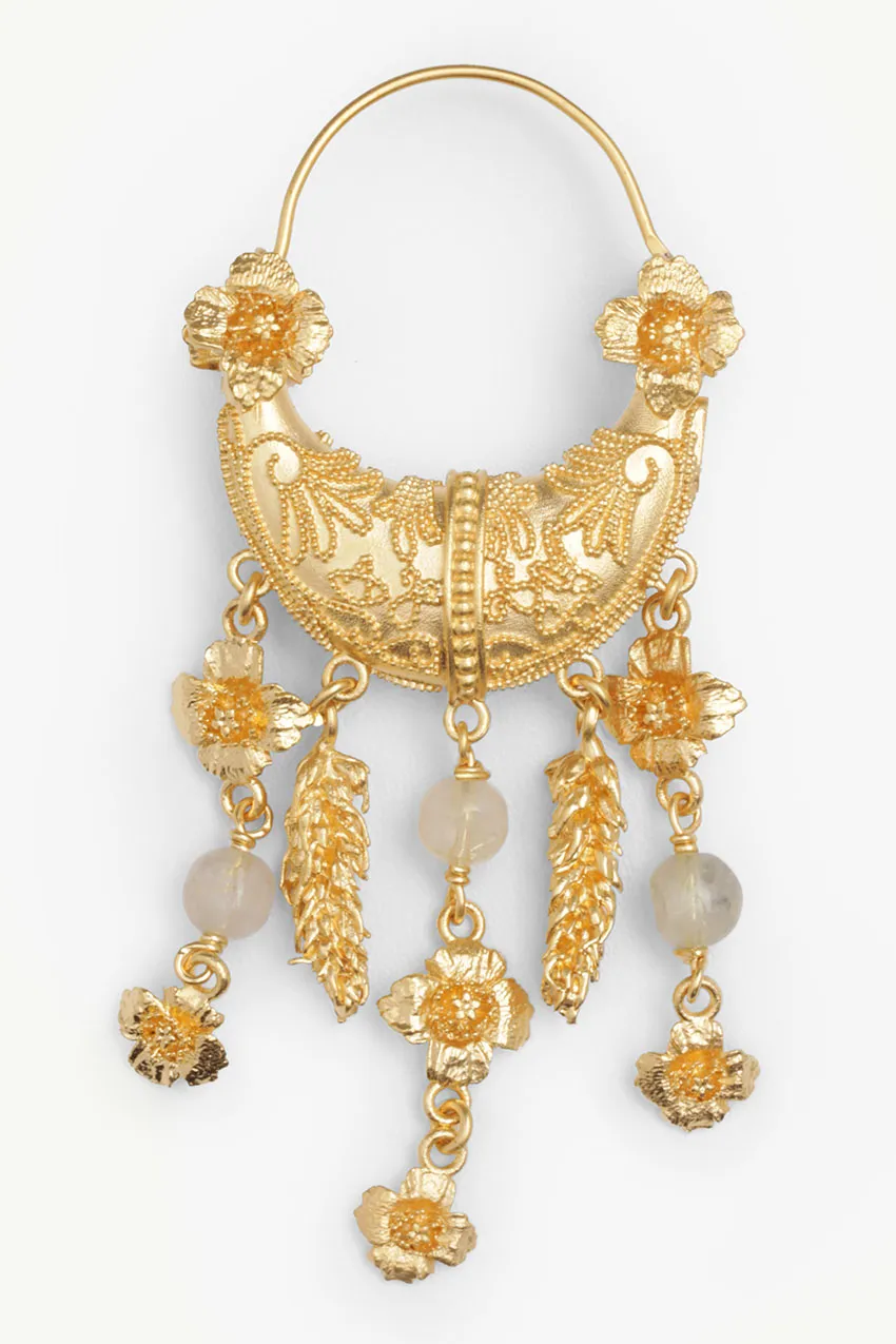 CHRISTIAN DIOR Mille Fleurs De Dior Earring in Gold-Finish Metal with Transparent Glass Beads