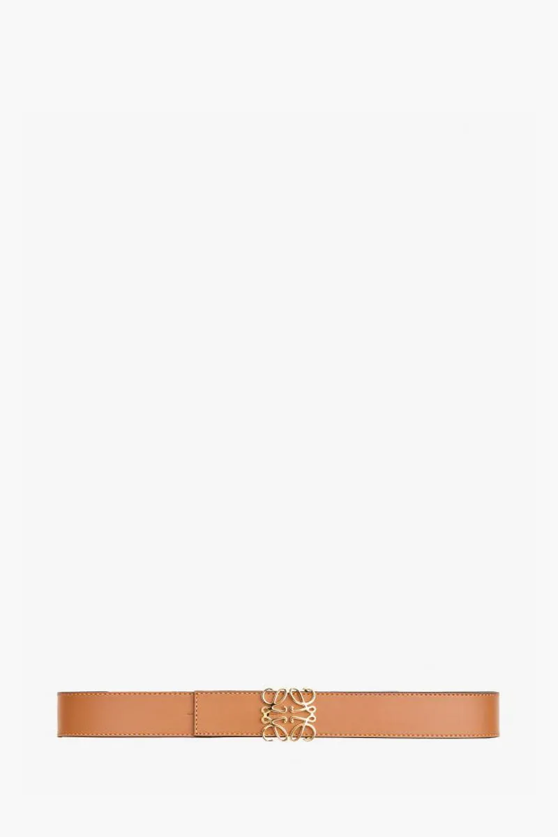 LOEWE Anagram Reversible Belt 35mm in Tan/Black/Gold Smooth Calfskin