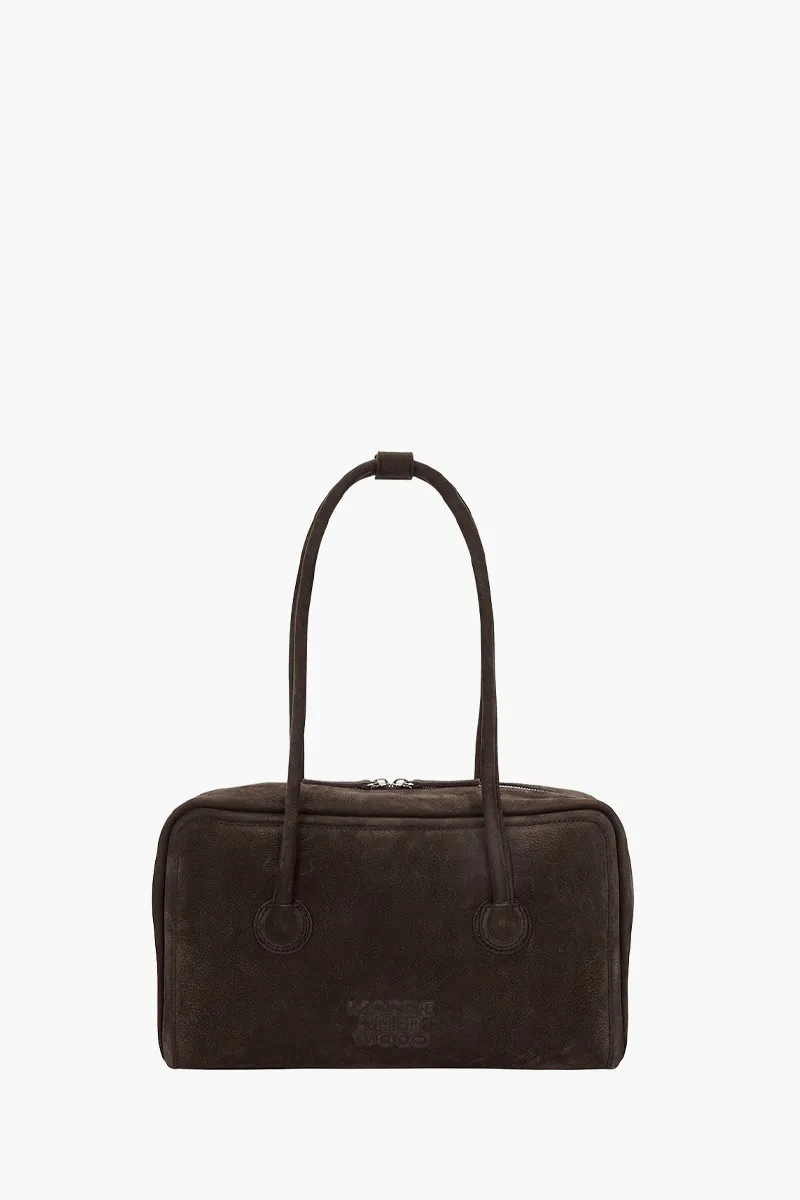 MARGESHERWOOD Soft Boston Shoulder Bag in Hush Nubuck Shrunken Grain Cow Leather