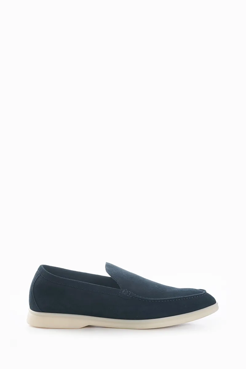 LORO PIANA Summer Walk Loafers in Classic Blue Suede