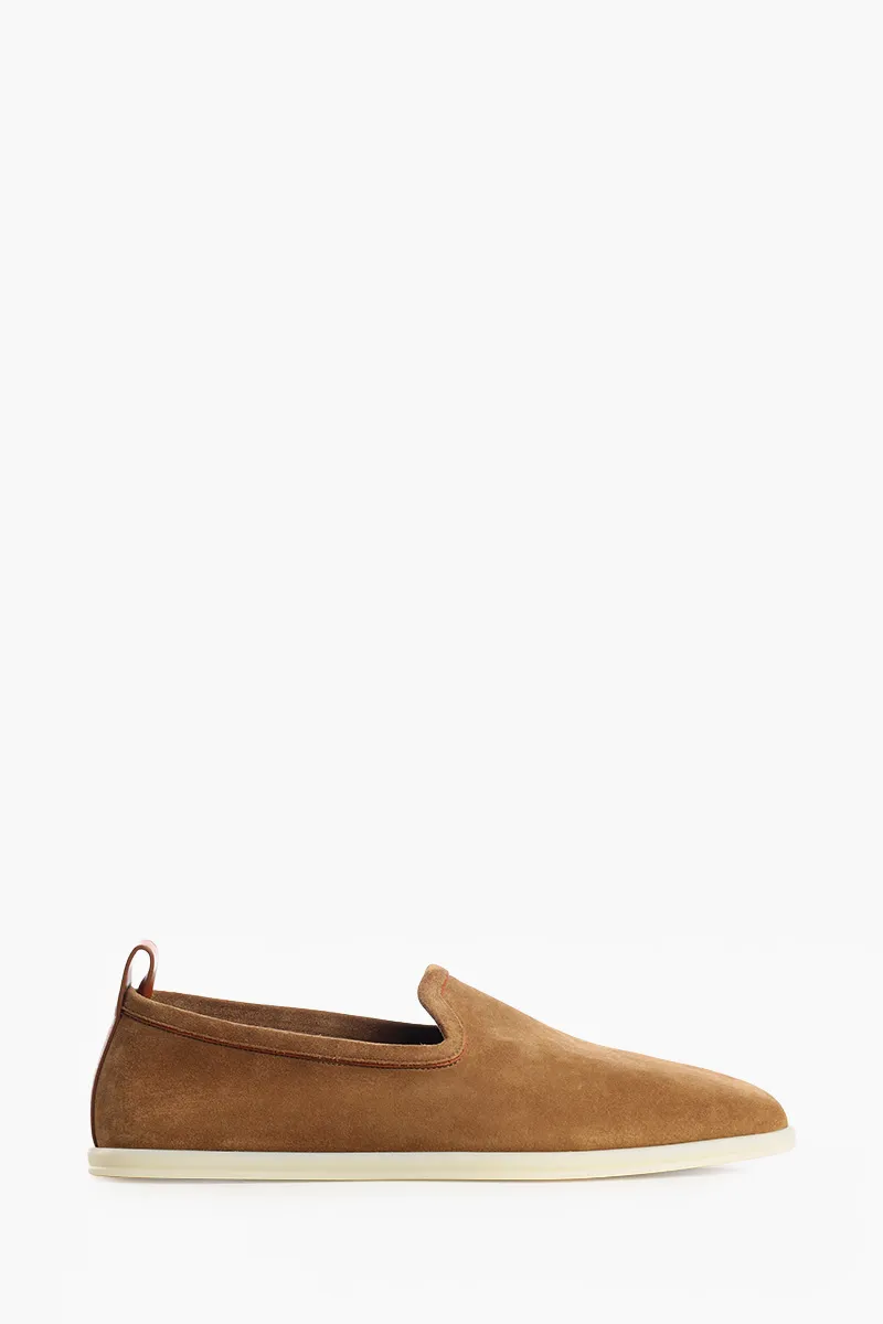 LORO PIANA Men Venice Walk Loafers in Light Sand Dune Suede