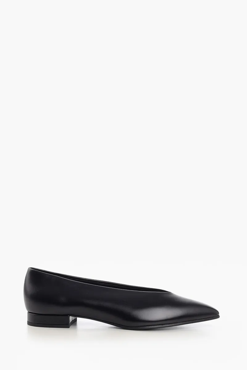 LORO PIANA Rebecca Ballerina 2cm in Black Calfskin