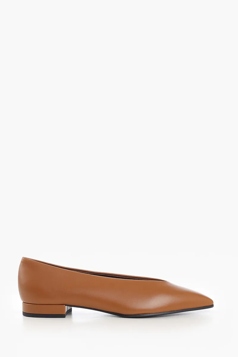 LORO PIANA Rebecca Ballerina 2cm in Saddle Brown Calfskin