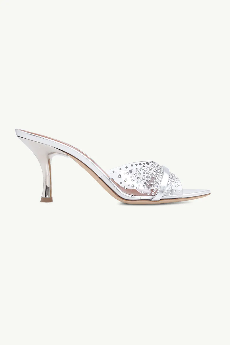 MALONE SOULIERS Julia PVC Heeled Sandals 70mm in Clear/Silver