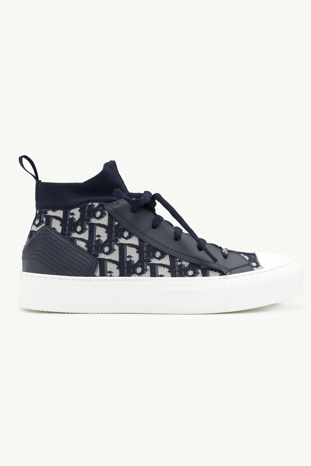 CHRISTIAN DIOR Walk'n'Dior Oblique Mid-Top Sneaker in Beige/Dark Blue