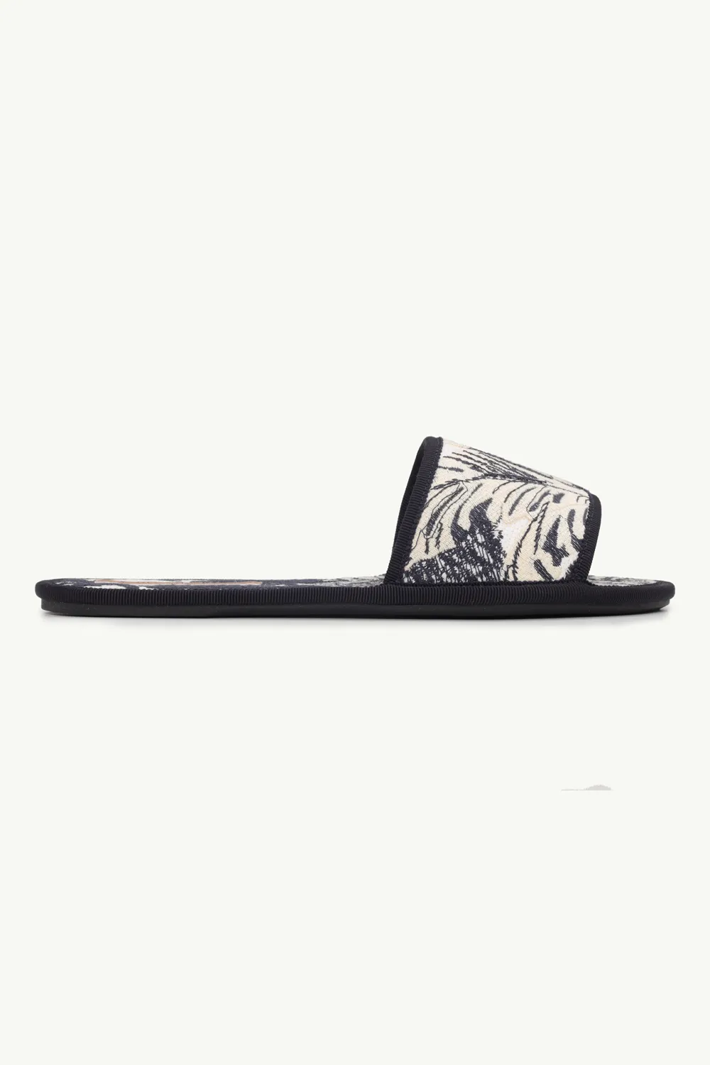 CHRISTIAN DIOR Toile De Jouy Palms Embroidered Chez Moi Slide in Blue Multicolor