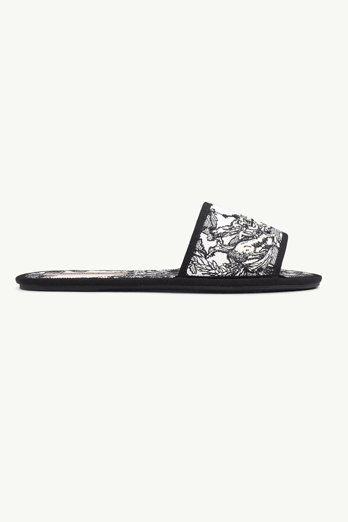 CHRISTIAN DIOR Zodiac Embroidered Chez Moi Slide in Black/White