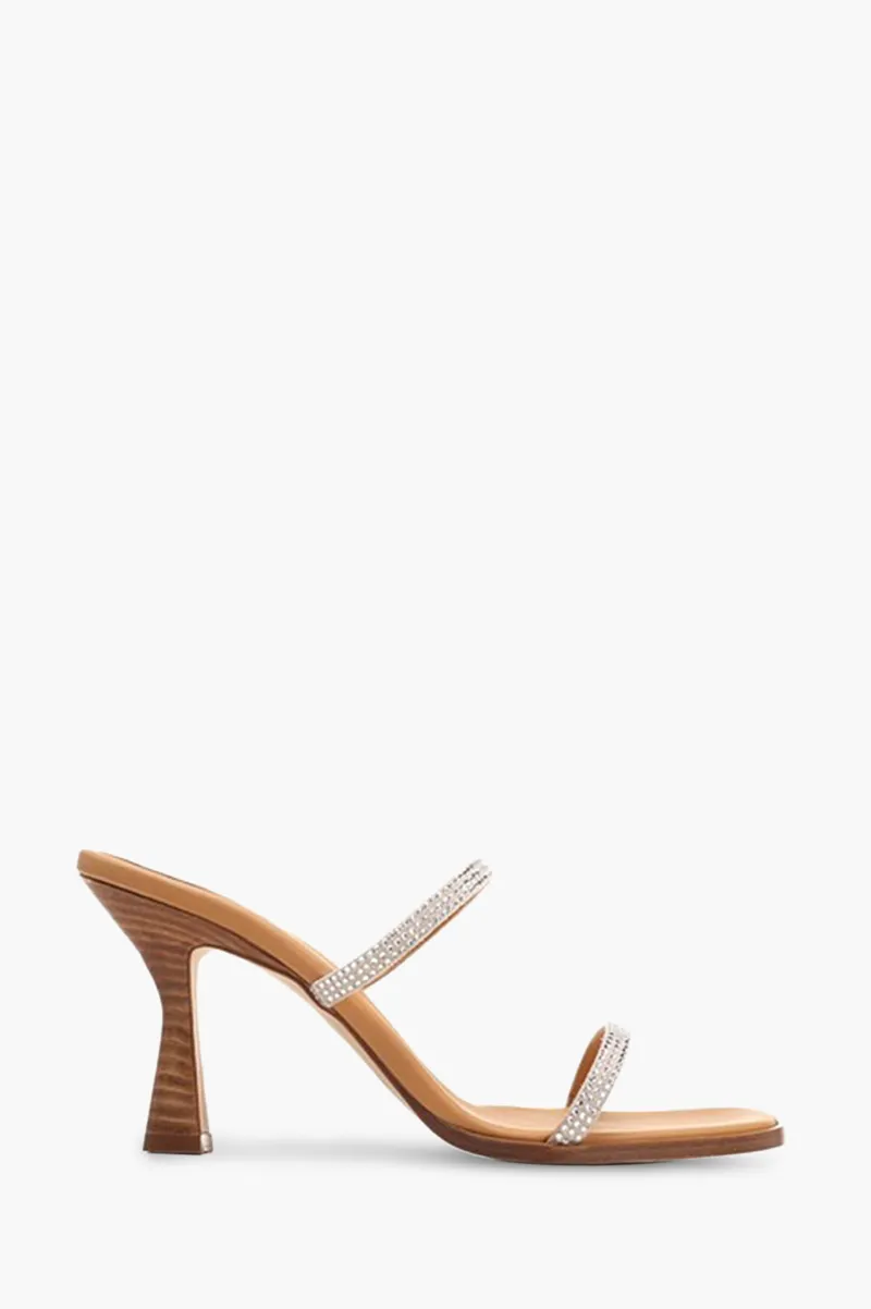LOEWE Women Strappy Sandals 90mm in Plata/Silver with Crystals