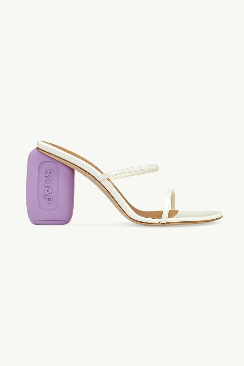 LOEWE Women Soap Heels 9cm Sandals in White/Lavende Goatskin