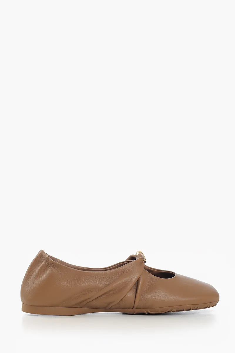 LOEWE Pebble Soft Ballerina in Oak Nappa Lambskin