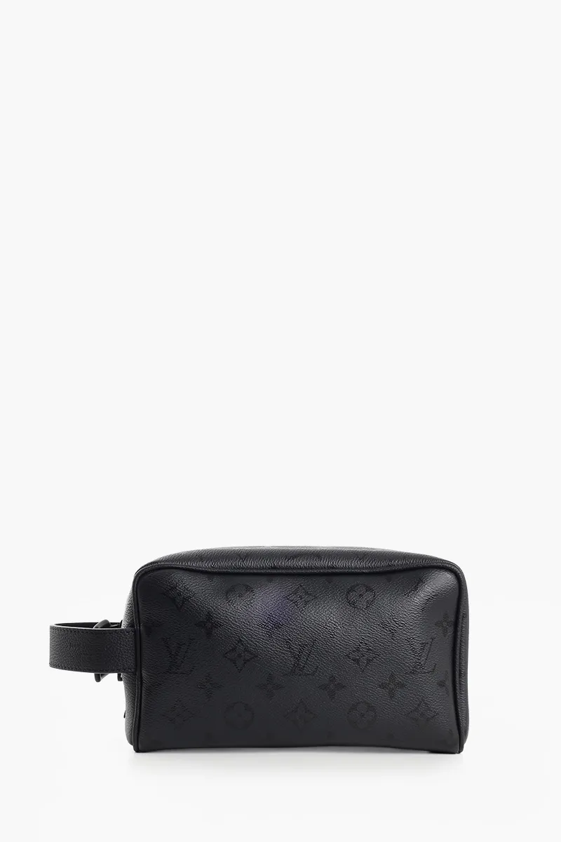 LOUIS VUITTON Locker Dopp Kit Toiletry Bag in Black Monogram Midnight Canvas