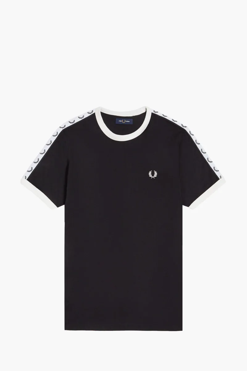 FRED PERRY Men Taped Ringer T-Shirt in Black/White Cotton