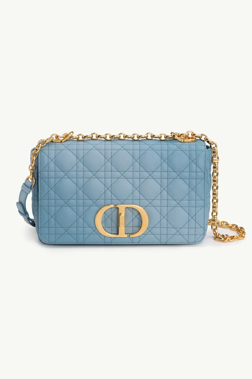 CHRISTIAN DIOR Medium Dior Caro Bag in Cerulean Blue Lambskin