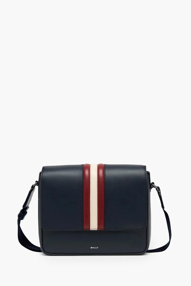 BALLY Mythos Flap Crossbody Bag in Blue/Red/White Recycled Bovine Leather