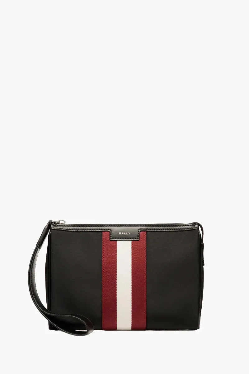 BALLY Code Clutch in Black Nylon with Wrist Handle