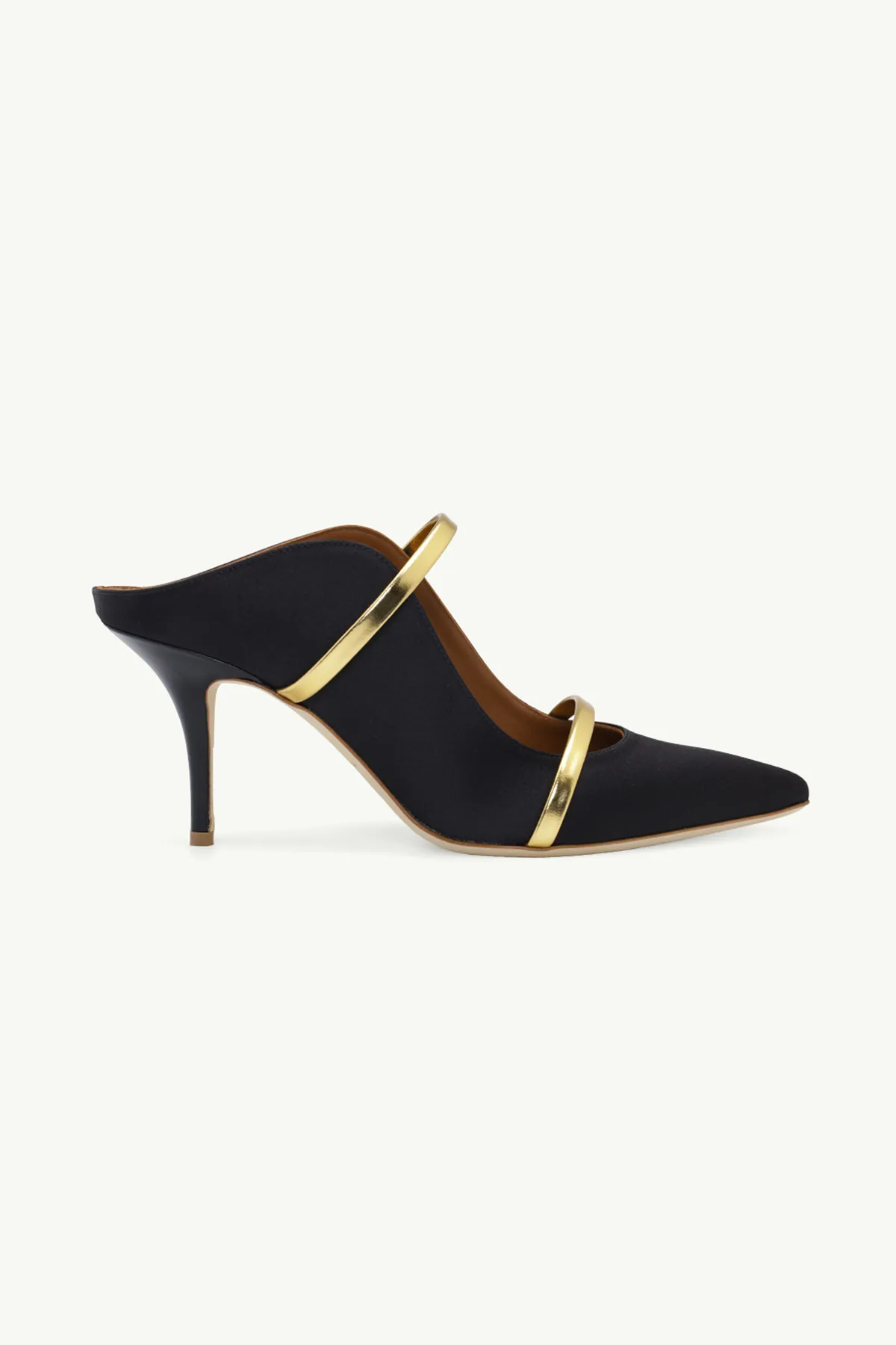 MALONE SOULIERS Maureen Pumps 70mm in Black Satin/Gold