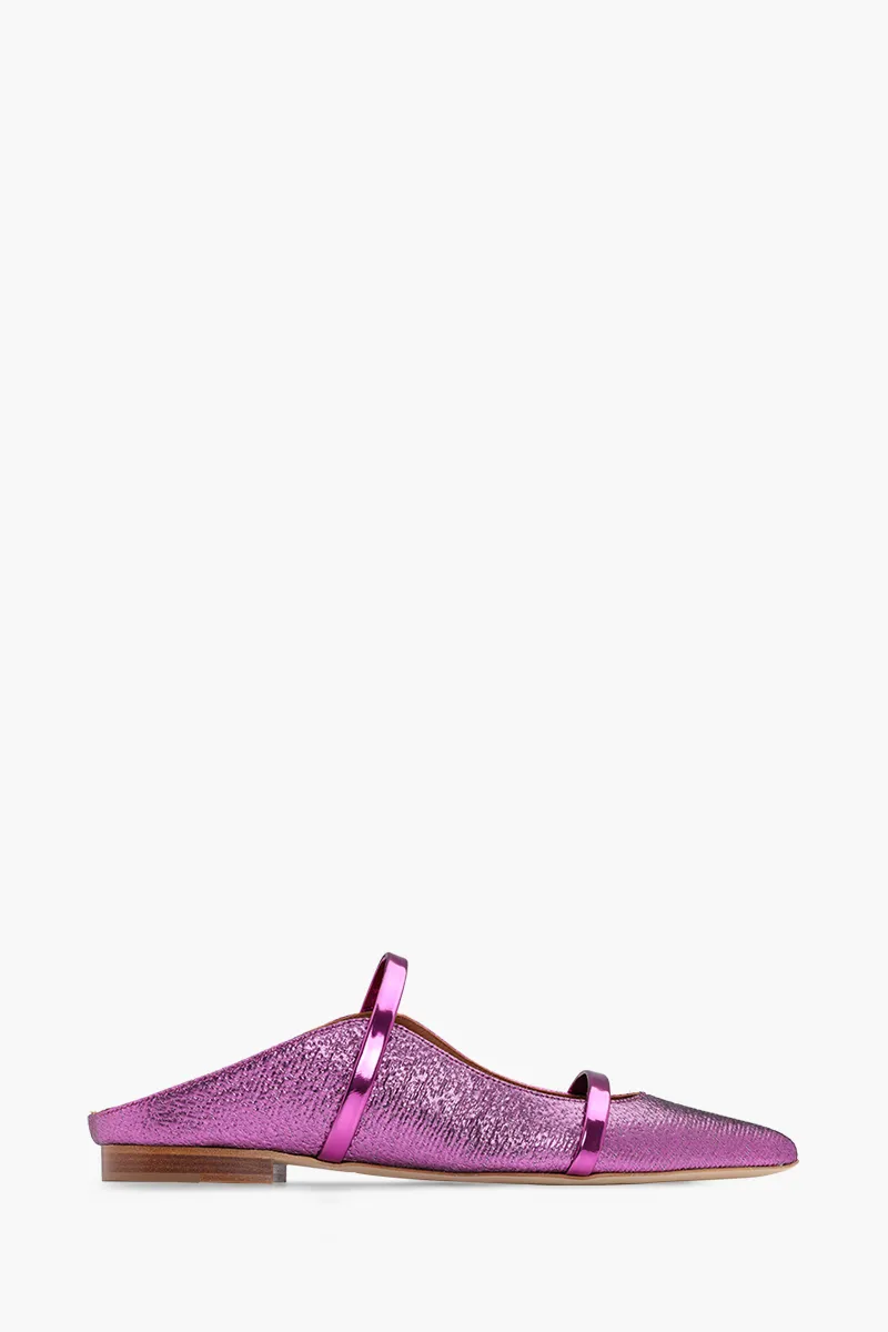 MALONE SOULIERS Maureen Mules in Violet/Violet Structured Leather