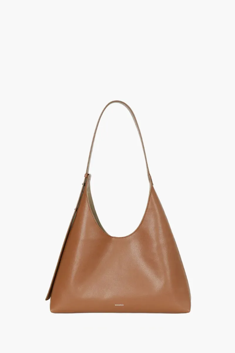 MONOROW Angle Shoulder Bag in Camel Recycled Leather