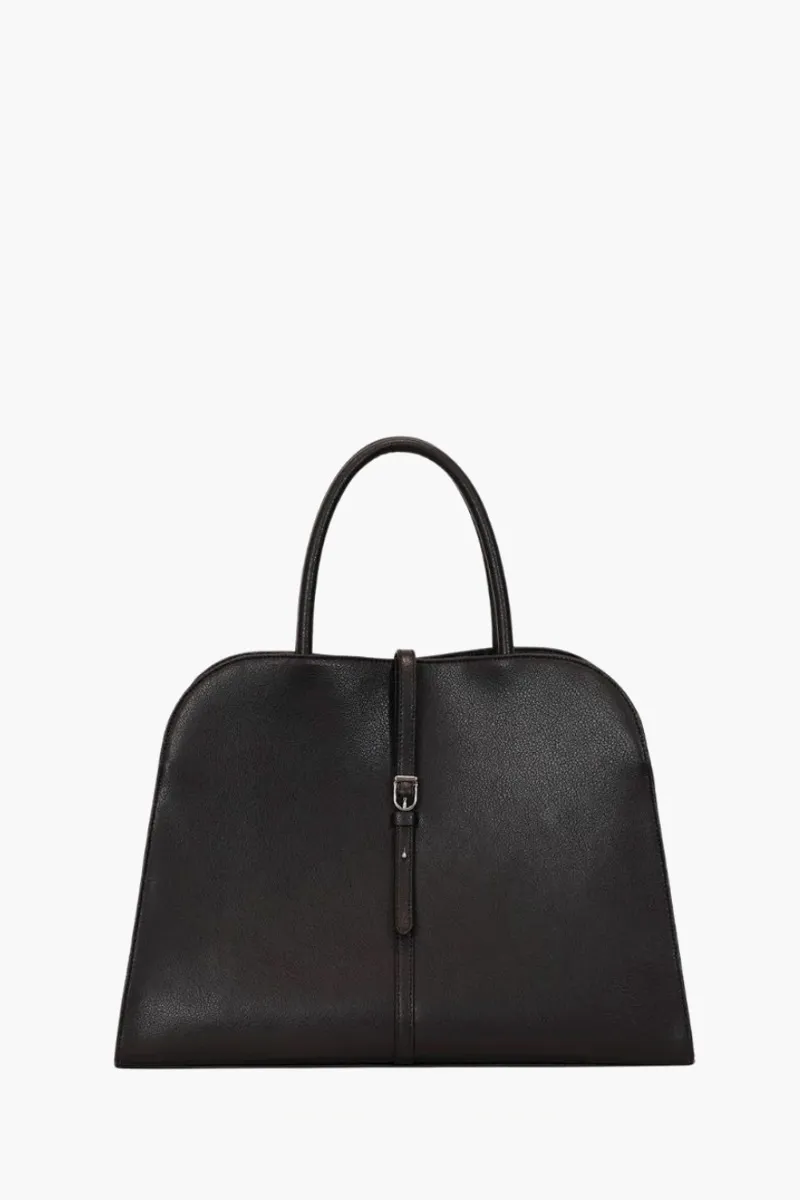 MONOROW Large Blanc Tote Bag in Black Recycled Leather