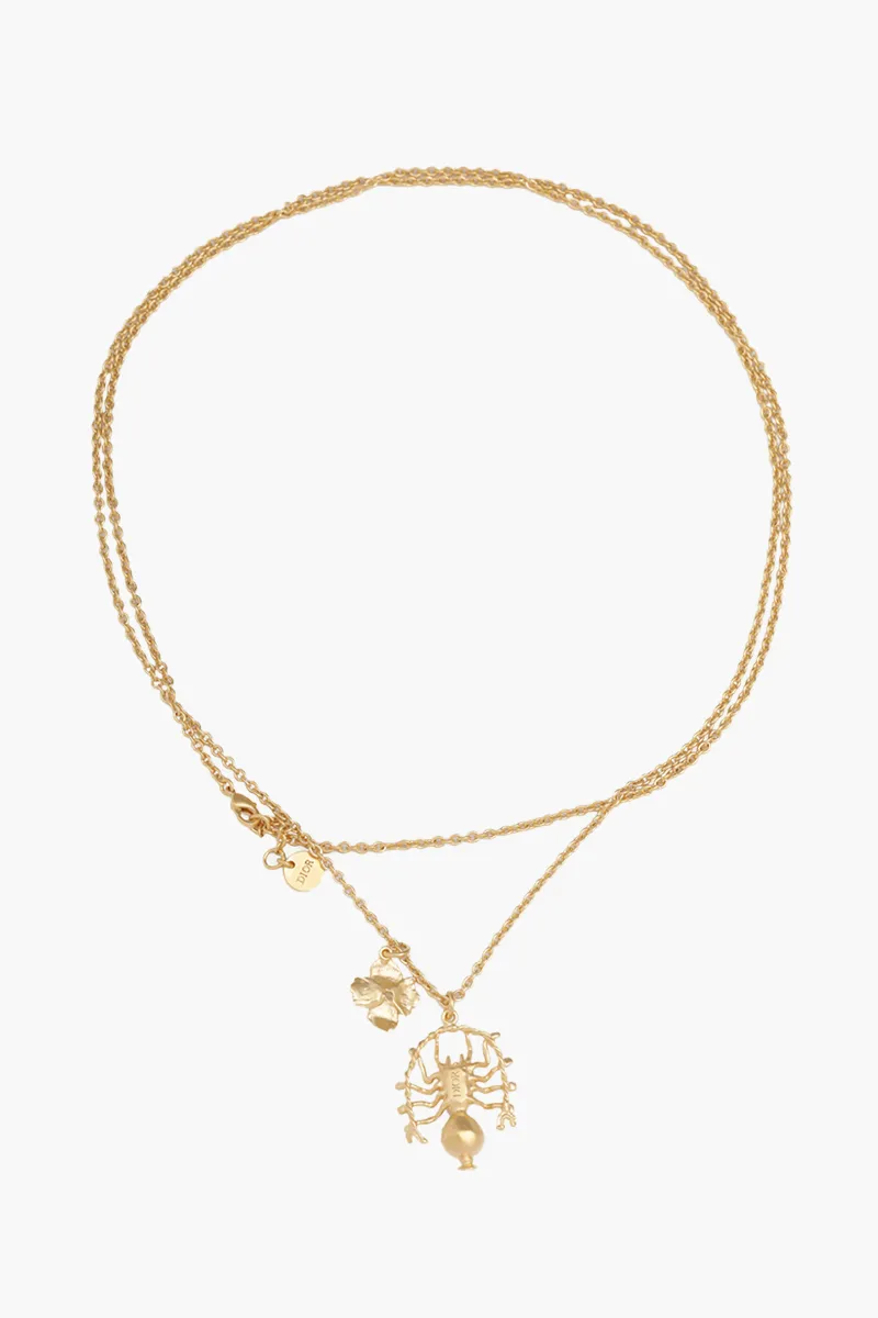 CHRISTIAN DIOR Mille Fleurs De Dior Long Necklace in Gold-Finish Metal
