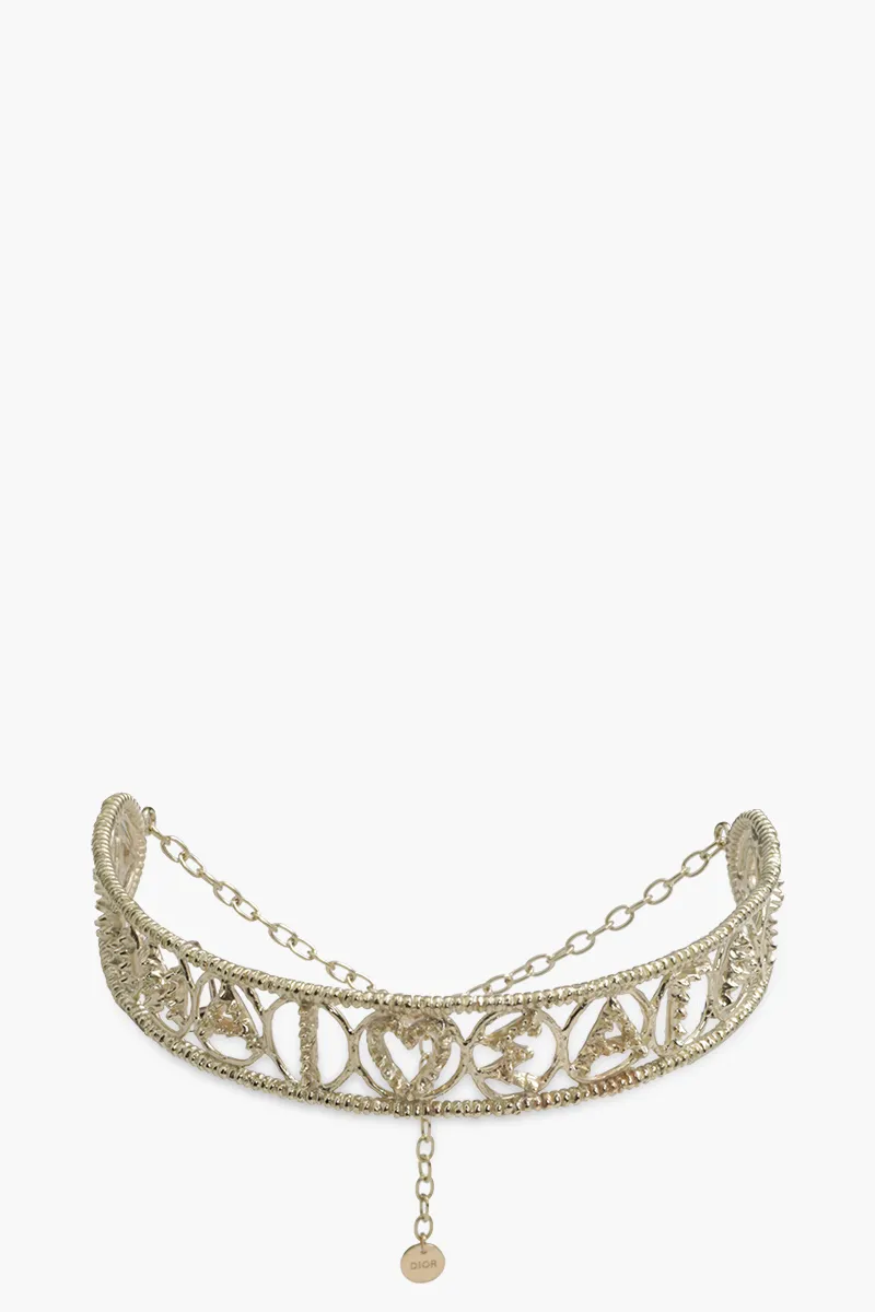 CHRISTIAN DIOR Sea Gardern Choker Necklace in Gold Metal