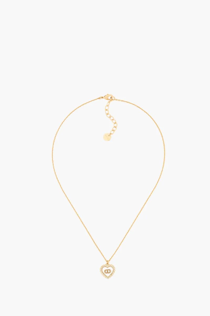 CHRISTIAN DIOR Petit CD Baroque Short Necklace in Gold/White 