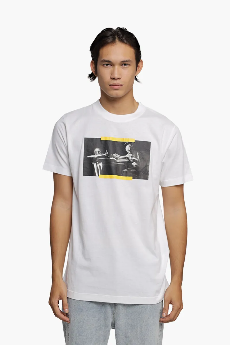 OFF WHITE Men Caravaggio Painting Slim Fit T-Shirt in White Multicolor