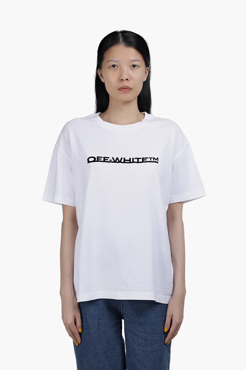 OFF WHITE Women Underlined Logo Print T-Shirt in White/Black