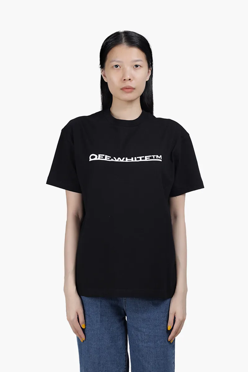 OFF WHITE Women Underlined Logo Print T-Shirt in Black/White