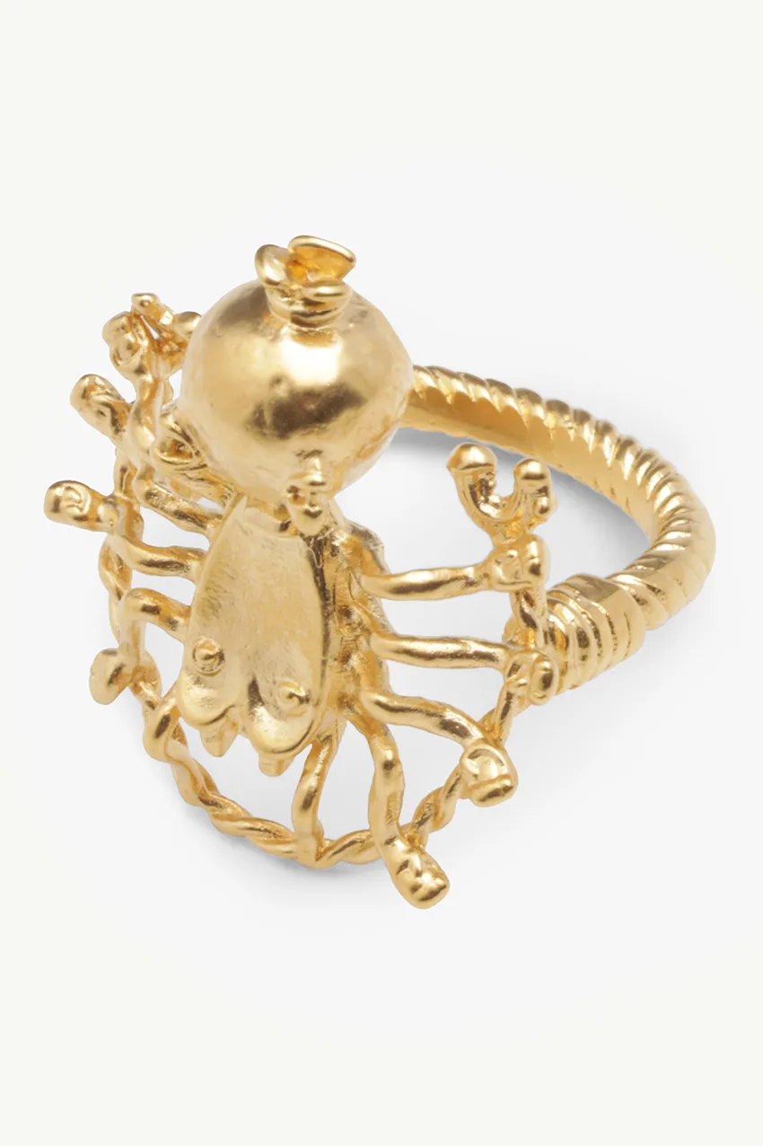 CHRISTIAN DIOR Mille Fleurs De Dior Ring in Gold Metal with Spider Motif