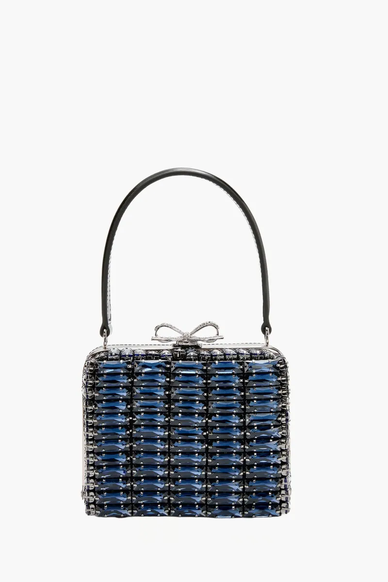 SELF-PORTRAIT Crystal Bow Micro Bag in Navy with Navy Crystal
