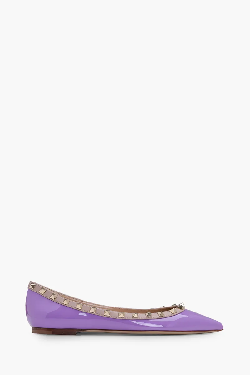 VALENTINO Rockstud Ballerina in Wisteria Patent