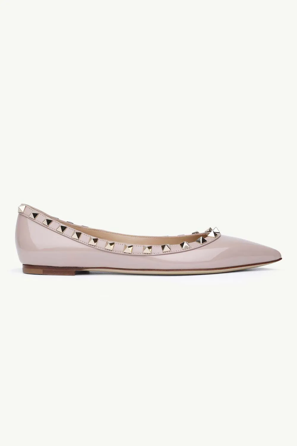 VALENTINO Rockstud Ballerina in Nude Poudre Patent