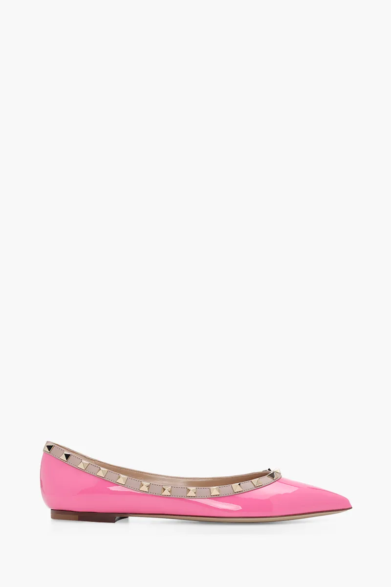 VALENTINO Rockstud Ballerina in Feminine Pink Patent