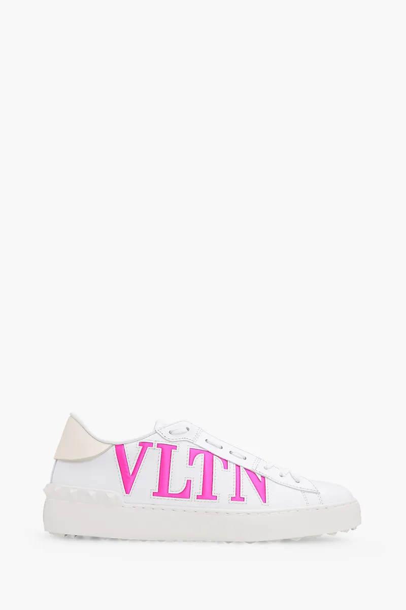 VALENTINO Women VLTN Open Sneakers in White/Neon Pink