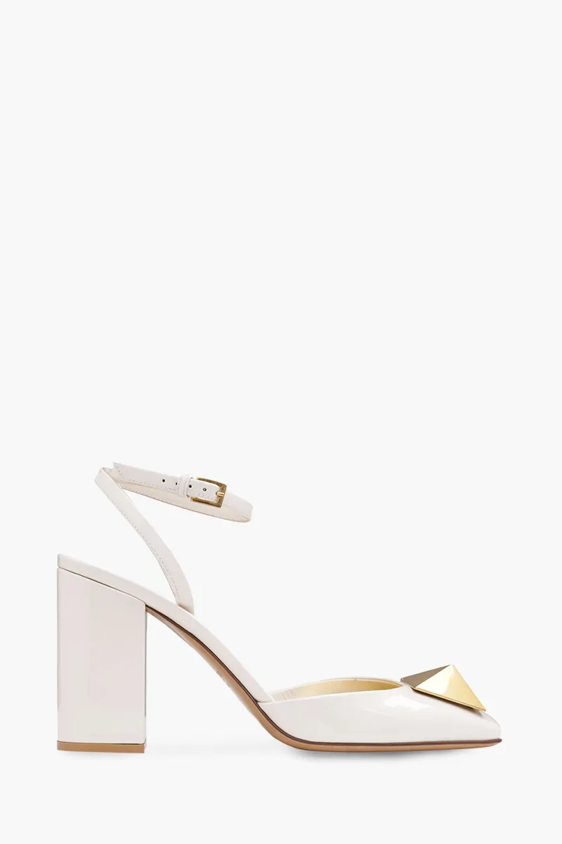 VALENTINO One Stud Pumps 90mm in Light Ivory Patent