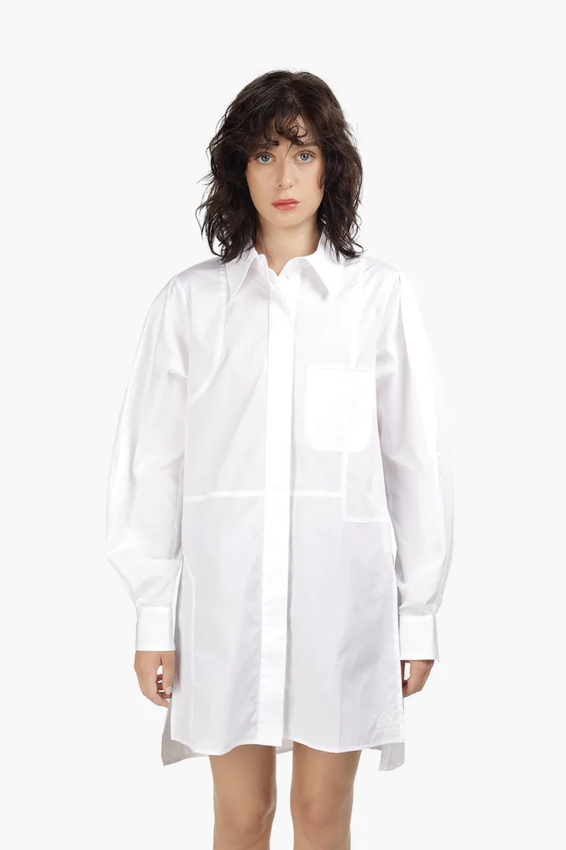 LOEWE Women Patchwork Long Sleeves Oversized Shirt in White 