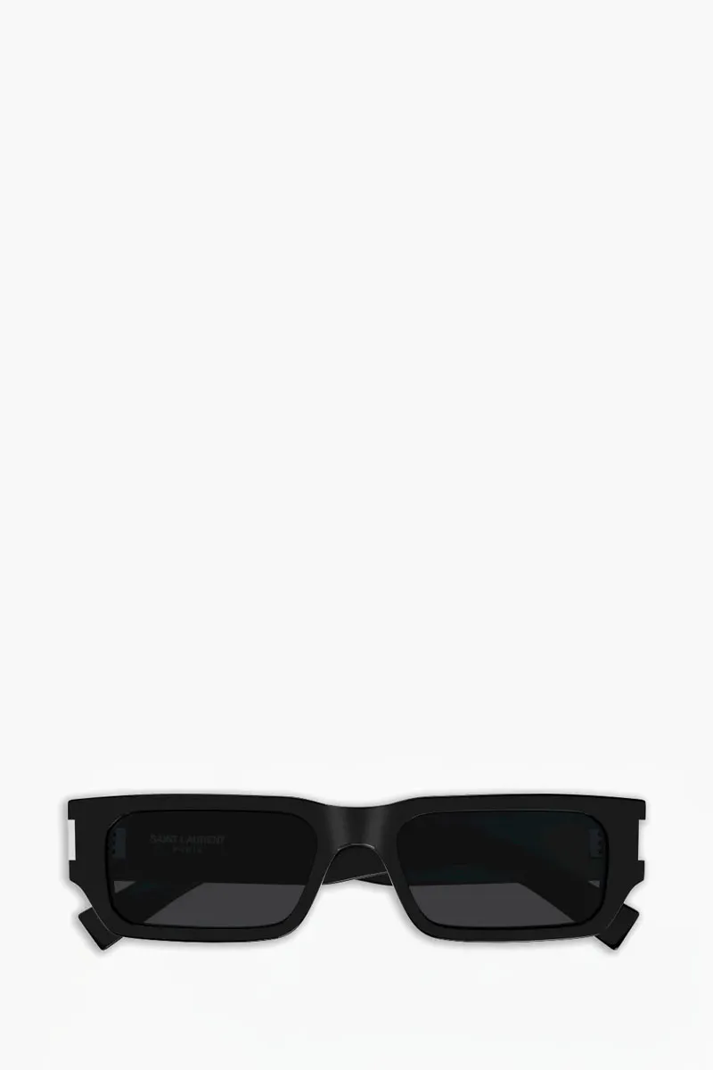 SAINT LAURENT SL 660 Rectangular Sunglasses in Black/Crystal/Black Acetate